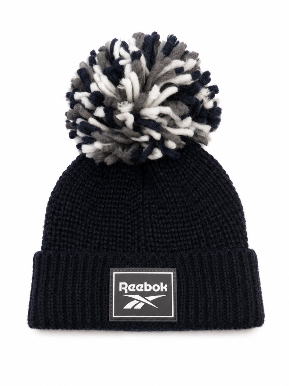 Reebok Kids Navy, Gray & White Pom Knit Beanie